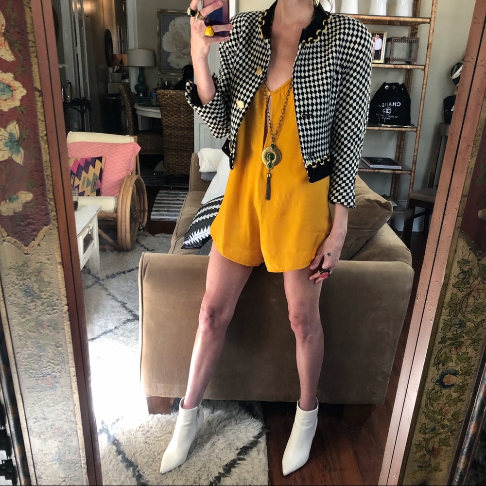 Vintage Black and White Houndstooth Blazer